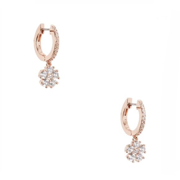 kate spade CZ Flower Drop Huggie Earrings